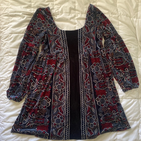 Free People Babydoll Boho Velvet Dress - Picture 2 of 3